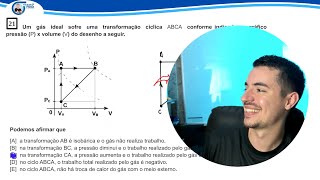 EsPCEx 2024 Questão 21 Um gás ideal sofre uma transformação cíclica ABCA  Igor Monteiro [upl. by Bashemath]