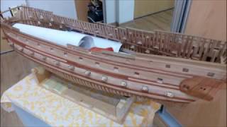 Historic ship model Le Fleuron 1729 part 6 [upl. by Obnukotalo]