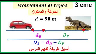 mouvement et repos la vitesse moyenne 3 année collège الحركة والسكون والسرعة المتوسطة [upl. by Jumbala]