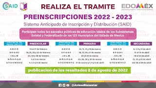 ¡calendario CUANDO son las PREINSCRIPCIONES 2022  2023 en el EDOMEX │ consulta fechas y mas [upl. by Allisirp183]