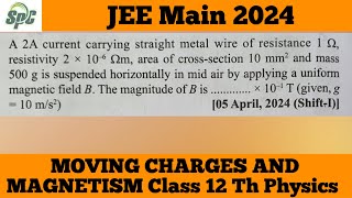 A 2A current carrying straight metal wire of resistance 1 ohm  resistivity 2× 6 ohm m  area of c [upl. by Carolynn210]