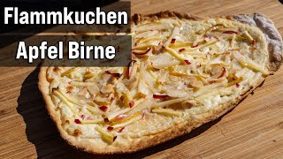 Flammkuchen Apfel Birne  Tarte Flambee BBQSchwabe [upl. by Ardnnek]