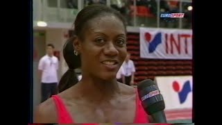 2003 Merlene Ottey Linz indoor 60m 717 Slovenian NR interview [upl. by Eannej]