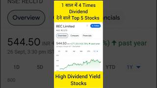 1 साल में 4 बार Dividend देने वाले टॉप 5 Stocks  High Dividend Yield Stocks dividendstocks [upl. by Sidoeht]