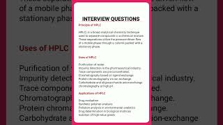 Principle of HPLC  HPLC Chromatography  Use of HPLC  Application of HPLC interview [upl. by Kristal425]