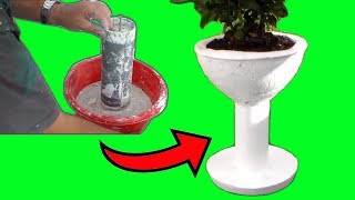 COMO HACER MACETAS DE CEMENTO DECORADAS CON FORMA DE FUENTE PARA PLANTAS FLORES BONSAIS O JARDÍN [upl. by Bowden]