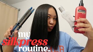 HAIR TUTORIAL ❤︎ how to silk press your hair at home shiny and smooth [upl. by Idnak152]