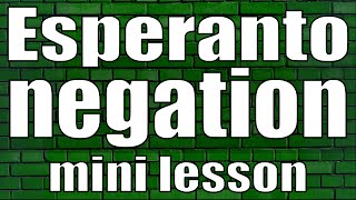 Esperanto negation mini lesson [upl. by Ahsimik]