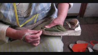 How traditional espadrilles are hand sewn in la Rioja Spain  alpargatas  how to make espadrilles [upl. by Yffub85]