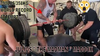 JULIUS MADDOX 790LBS358KG BENCH PRESS WORLD RECORD ATTEMPT [upl. by Sixele]