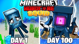 I Survived 100 DAYS as a SQUID in HARDCORE Minecraft [upl. by Nire]