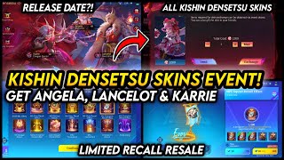 NEW EVENT KISHIN DENSETSU SKINS ANGELA LANCELOT amp KARRIE RELEASE DATE  MLBB [upl. by Baudin]