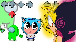 Mini Crewmate kill Fleetway Super Sonic  Friday Night Funkin vs Among Us  Cartoon Animation [upl. by Aratihc]