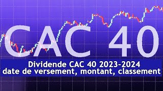 Dividende CAC 40 20232024  date de versement montant classement  DRM News Français [upl. by Cand102]