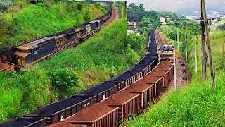 Belíssimo Cruzamento de dois Trens De Mineiro de Ferro e Carvão Mineral da MRS Logística [upl. by Janella]