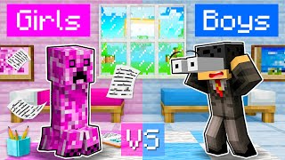 GIRLS vs BOYS Monster School In Minecraft [upl. by Anerac677]