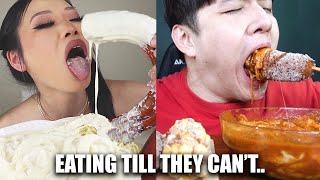 Mukbangers EATING TILL THEY CANT EAT NO MORE [upl. by Suoiradal]