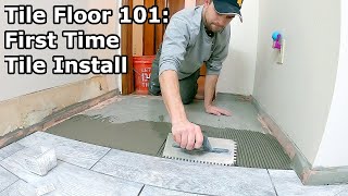 Tile Floor 101  Step by Step How to Install Tile for the First Time [upl. by Yolanda]