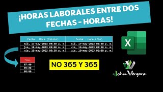 HORAS LABORALES entre dos FECHAS y HORAS en Excel [upl. by Maharba731]