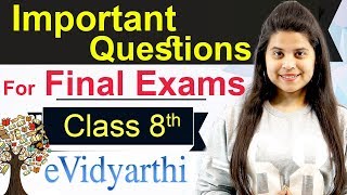 Maths  Important Questions for Final Exam  Class 8 [upl. by Nolra]