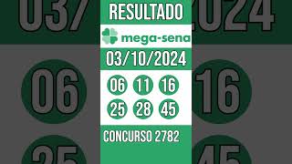 MEGA SENA hoje  03102024  ACUMULADA  44 MILHÕES  Resultado concurso 2782 [upl. by Clovah]