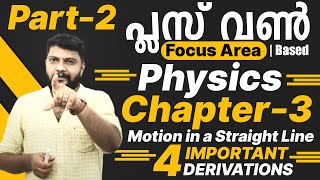 Plus One  Physics Focus Area Chapter 3  Motion In a Straight Line  Important Derivations  Part2 [upl. by Avrit]