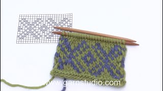 How to knit Fair Isle 2 color knitting continental [upl. by Eneluj]