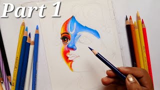 Little krishna drawing with brustro color pencil ✏️Tutorial videopart 1 art drawing krishna [upl. by Yonah]