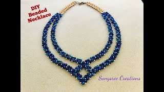 Party Wear Beaded Necklace  DIY Beaded Necklace  How to make Beaded Necklace [upl. by Ymiaj]