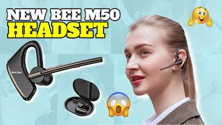 New Bee M50 Bluetooth 52 Headset Review  Noise Canceling Earpiece In 2023 [upl. by Ormsby]