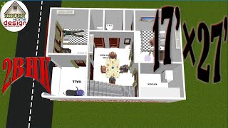 17x27 ft HOUSE PLAN II घर का नक्सा II 17 फ़ीट X 27 फ़ीट II देखें बेहतरीन घर ।3D View [upl. by Anastassia]