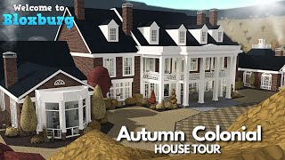 BLOXBURG BIG COLONIAL AUTUMN MANSION W GUEST HOUSE CINEMA  ROBLOX HOUSE BUILD TOUR [upl. by Kare50]