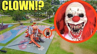 Drone catches GIANT Killer Clown at Haunted Park We Found Him [upl. by Sion]