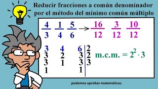 Calcular el mínimo común múltiplo mcm para hacer que las fracciones tengan el mismo denominador [upl. by Kcirddec]