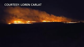 House Draw Fire jumps I90 in Wyoming Wildfire burning north of Tongue River [upl. by Westland]