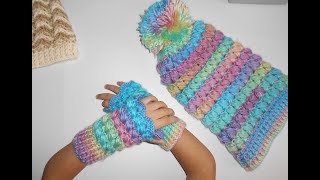 Guantes sin dedos  Mitones a crochet  paso a paso facil y rapido  crochet mittens [upl. by Patrizius]