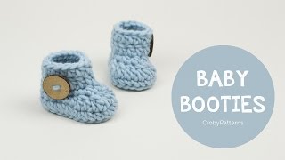 How to Crochet Fast and Easy Crochet Baby Booties  Croby Patterns [upl. by Melloney]