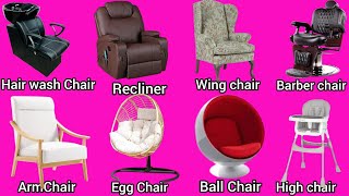 Chairs Vocabulary  Chair Name in English with Picture  Learning English  Listen and Speak [upl. by Oruntha]