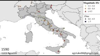 Terremoti in Italia dal 1000 al 2006 [upl. by Aissatsana]