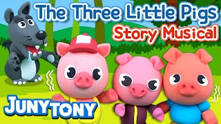 The Three Little Pigs with PlayDoh  Stop Motion Animation  Story Musical for Kids  JunyTony [upl. by Lemraj]