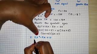 Factorising harder quadratics by grouping [upl. by Nylasor378]