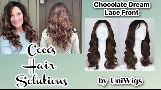 Brunette Balayage Wavy Synthetic Lace Front Wig by UNIWIGS in the color CHOCOLATE DREAM YL2106 [upl. by Yruok]