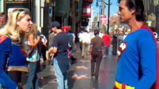 Superman and Supergirl  Kissing Cousins on Hollywood Blvd  Theyworkfortipscom [upl. by Eneg]