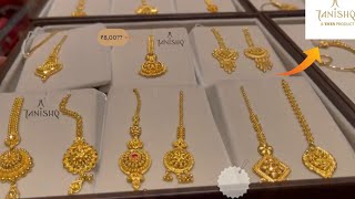 gold mangtika design Tanishq for wedding with price Best tanishq maangtikaमांगटीका collection 2024 [upl. by Aihselef]