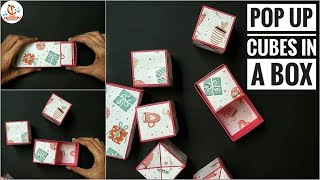 Pop up cubes in a box tutorial  How to make  Easy method  Surprise box  DIY [upl. by Concha]