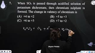 When SO2 is passed through acidified solution of potassium dichromate then chromium sulphate is [upl. by Antonina]