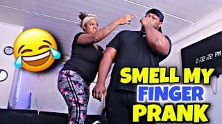 SMELL MY FINGER PRANK ON BOYFRIEND HILARIOUS [upl. by Anitnuahs32]