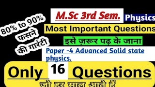 Msc Physics 3rd Sem important questionsAdvanced Solid state physics MJPRU msc physics [upl. by Ykciv]