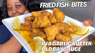 Fried Garlic Butter Fish Bites Haddock Fish Bites [upl. by Lazaruk744]