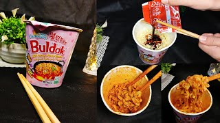 Buldak Hot Chicken Flavour Cup Ramen Buldak Carbonara Ramen 2x Spicy NoodlesBuldak Ramen Noodles [upl. by Namrehs]